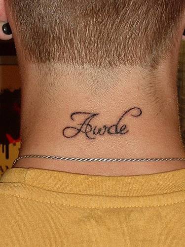 Name lettering tattoo on neck - Tattooimages.biz